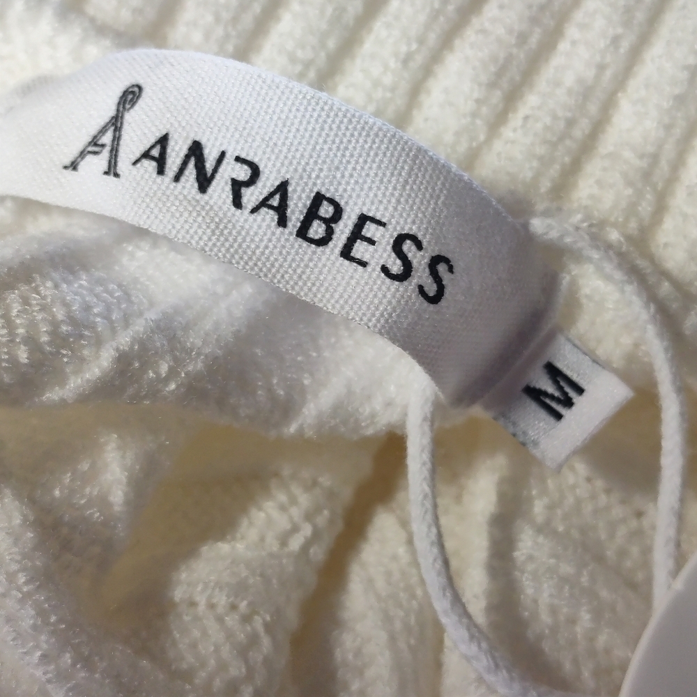 ANRABESS Womens Sweater Dress Turtleneck Lantern Sleeve Casual White Size M NWT - Picture 10 of 11